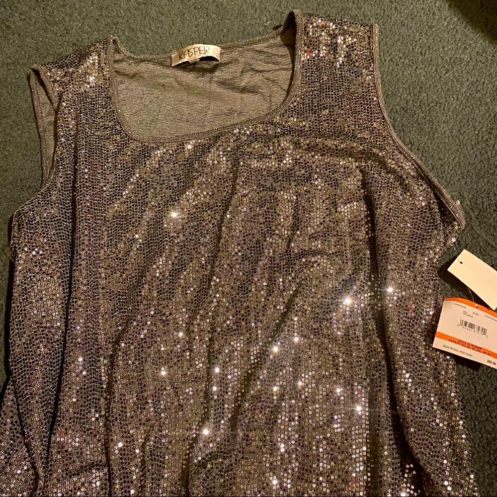 Sequin silver tank top that stretches BRAND NEW WITH Tags